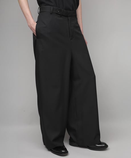 RECYCLE POLYESTER WIDE PANTS/BLACK