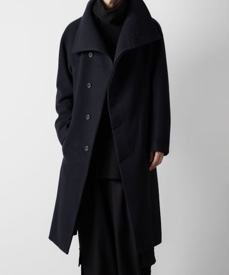 ENGLAND LAMB MELTON STAND COLLAR COAT/NAVY