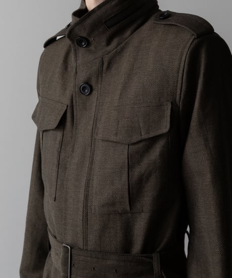 STAND COLLAR MILITARY COAT/KHAKI
