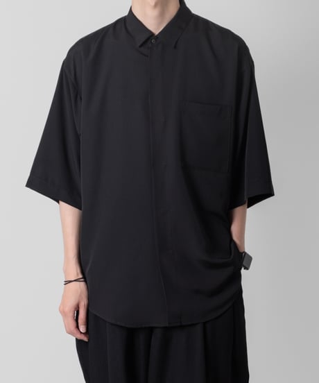 Crepe de Chine half sleeve shirts/BLACK