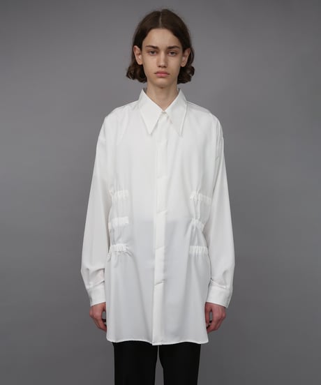 OVERSIZED SHIRRING SHIRTS/WHITE