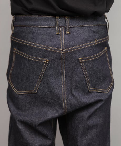 STRETCH DENIM SARROUEL PANTS/NAVY