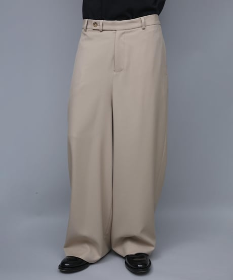 RECYCLE POLYESTER WIDE PANTS/BEIGE
