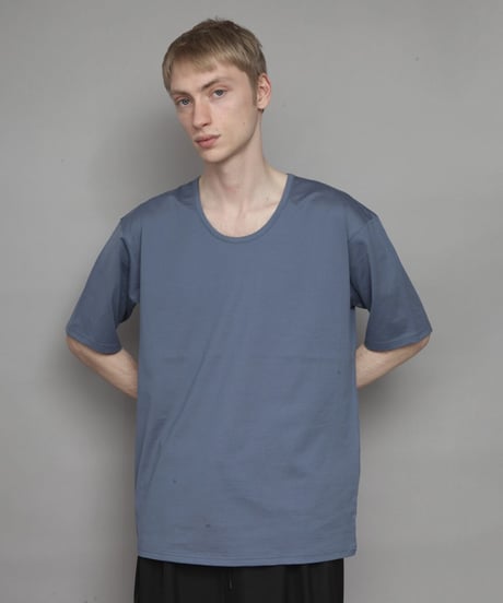COTTON U-NECK T/BLUE