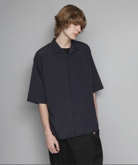 OPEN COLLAR SHIRTS WITH PLEATS/D.NAVY