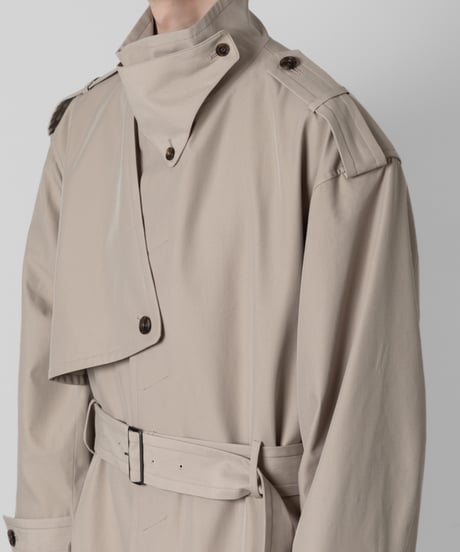stand collar single trench coat/BEIGE