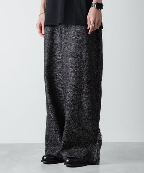 WIDE FRINGE PANTS/BLACK