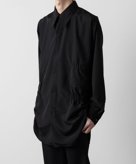 OVERSIZED SHIRRING SHIRTS/BLACK