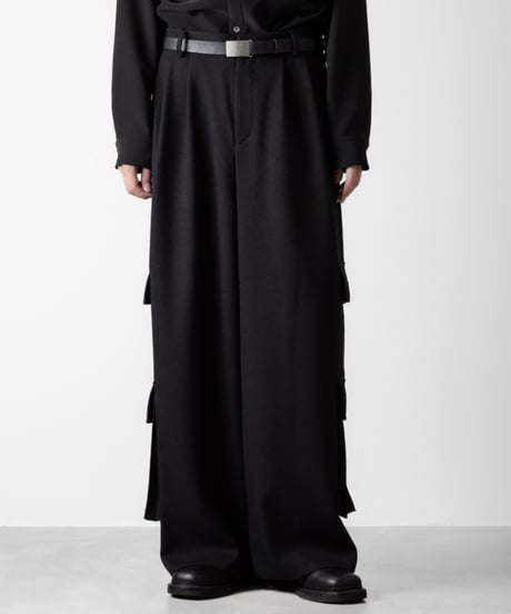 DOUBLE POCKET WIDE PANTS/BLACK