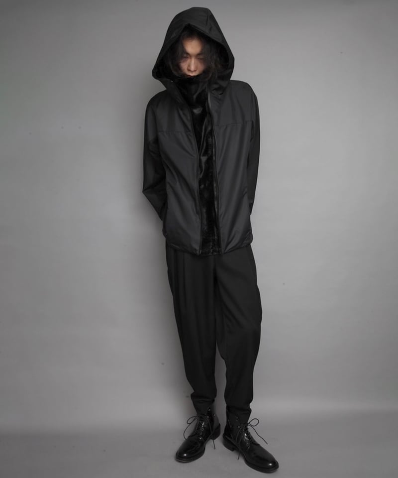 ナイロンフードジャケット 黒 赤ロゴ HOOD NYLON BLOUSON/BLACK | ato AOYAMA