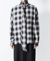 OMBRE-CHECK SHORT SCARF SHIRTS/BLACK