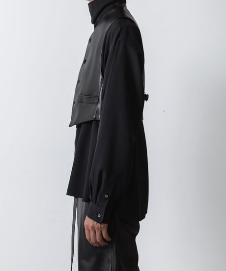 SYNTHETIC LEATHER VEST/BLACK