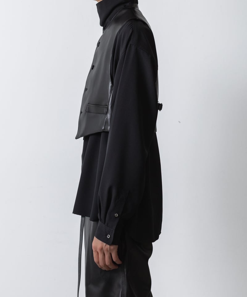 SYNTHETIC LEATHER VEST/BLACK | ato AOYAMA