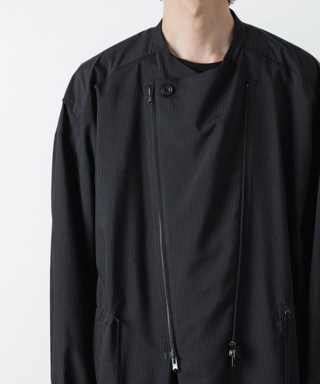 PINSTRIPE DOUBLE ZIP BLOUSON/BLACK
