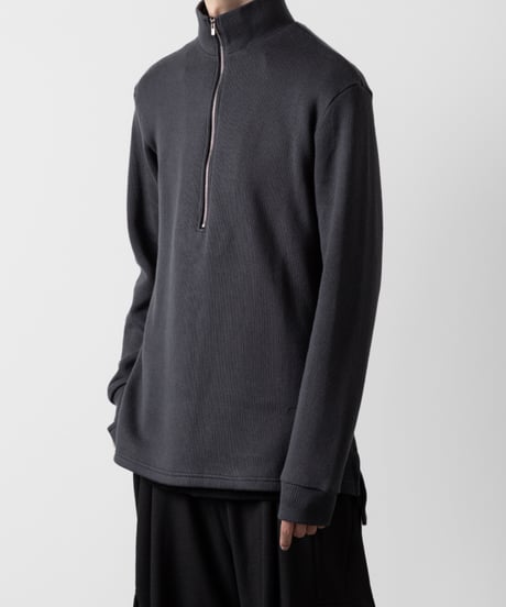 STAND COLLAR ZIP PULLOVER/CHARCOAL