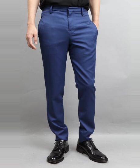WOOL TWILL TAPERED PANTS/BLUE