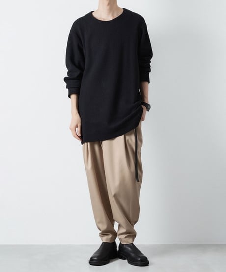 RECYCLE POLYESTER 2-TUCK TAPERED PANTS/BEIGE