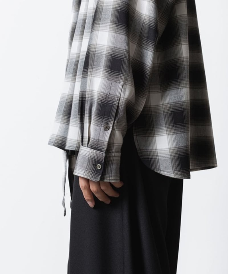 OMBRE-CHECK SHORT SCARF SHIRTS/BLACK | ato AOYAMA