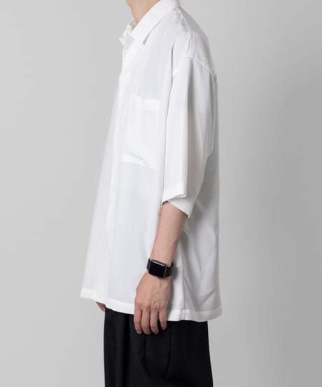 Crepe de Chine OPEN COLLAR SHIRTS/WHITE