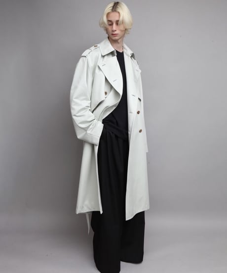 SATIN TRENCH COAT/L.GREEN