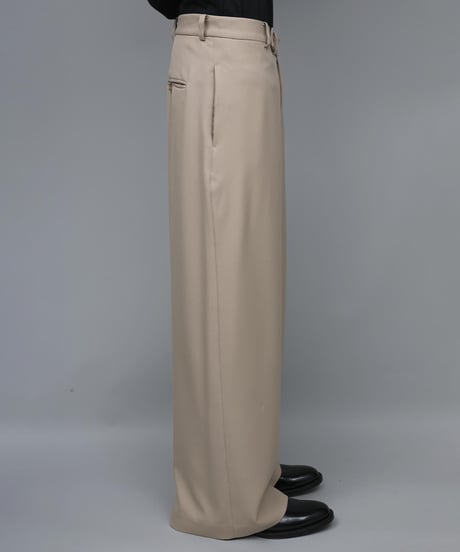 RECYCLE POLYESTER WIDE PANTS/BEIGE