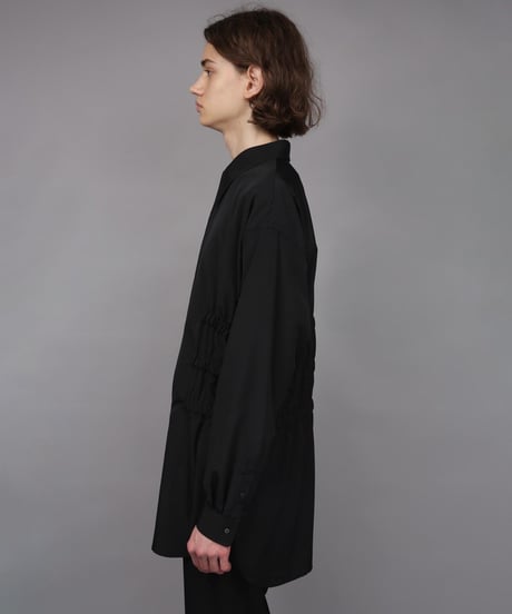 OVERSIZED SHIRRING SHIRTS/BLACK