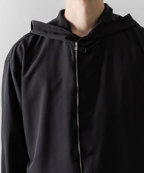 DOUBLE CUFFS HOOD ZIP SHIRT/BLACK