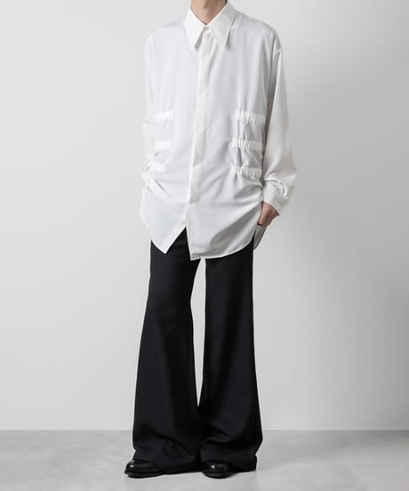 OVERSIZED SHIRRING SHIRTS/WHITE