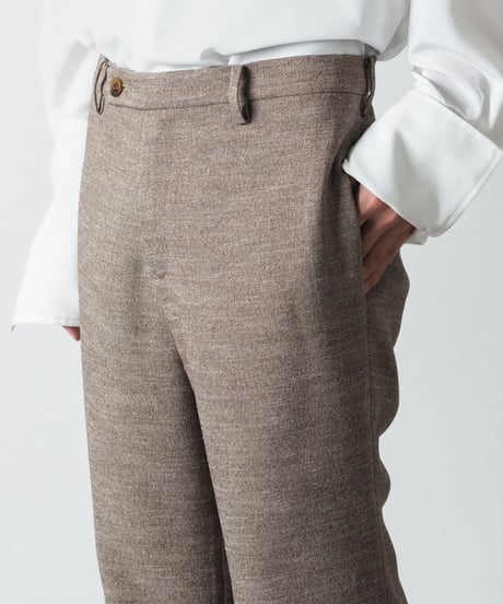 SLUB TWEED FLAIR PANTS/L.BROWN