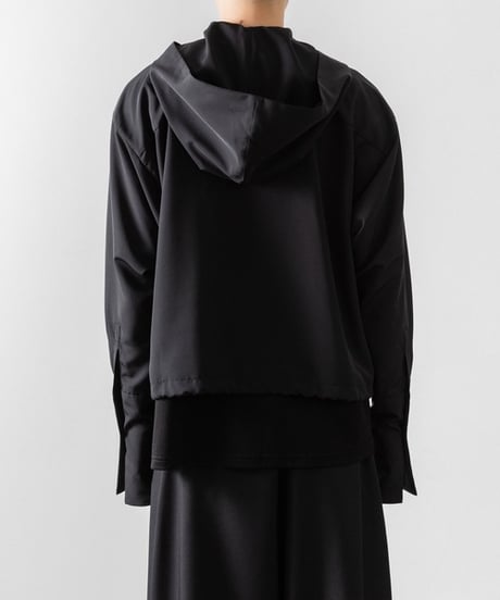 DOUBLE CUFFS HOOD ZIP SHIRT/BLACK