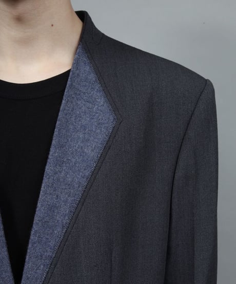 color cloth long jacket/DARK GRAY