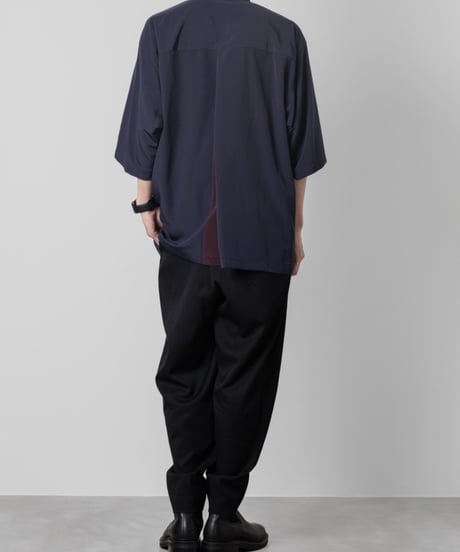 Crepe de Chine OPEN COLLAR SHIRTS/NAVY