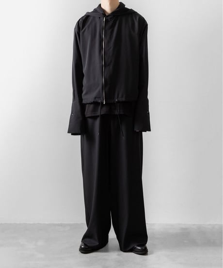 DOUBLE CUFFS HOOD ZIP SHIRT/BLACK