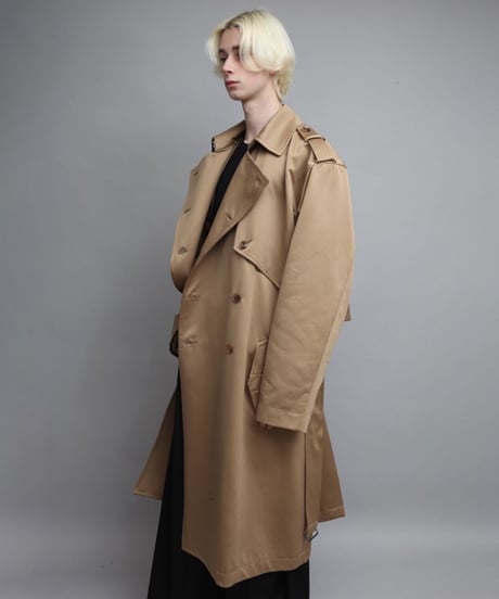 SATIN TRENCH COAT/BEIGE
