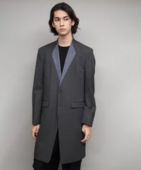 color cloth long jacket/DARK GRAY