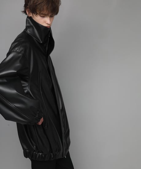 SYNTHETIC LEATHER BLOUSON/BLACK
