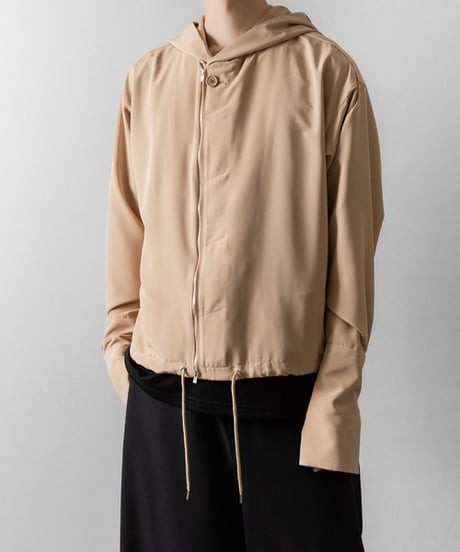 DOUBLE CUFFS HOOD ZIP SHIRT/BEIGE