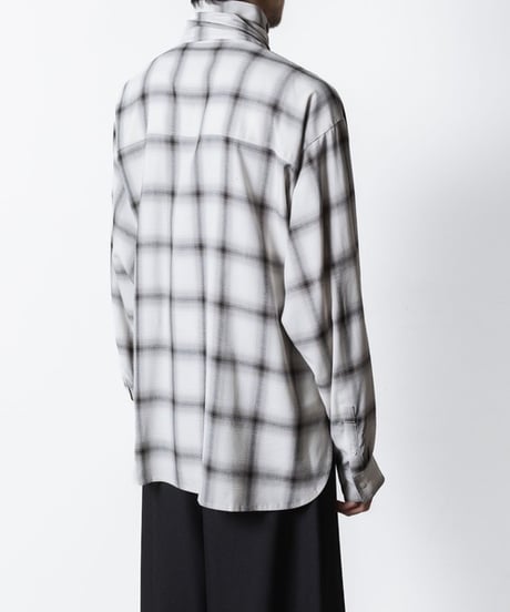 OMBRE-CHECK SHORT SCARF SHIRTS/WHITE