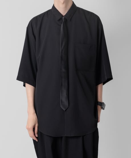 Crepe de Chine half sleeve shirts/BLACK