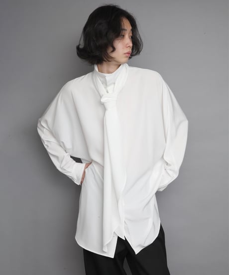 Crepe de Chine SCARF SHIRTS/WHITE