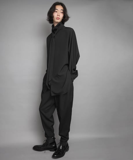 Crepe de Chine SCARF SHIRTS/BLACK