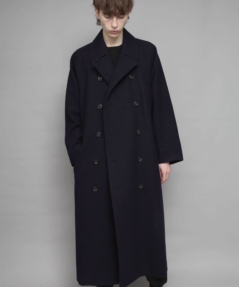 DOUBLE BREASTED BELTED COAT/NAVY | ato AOYAMA