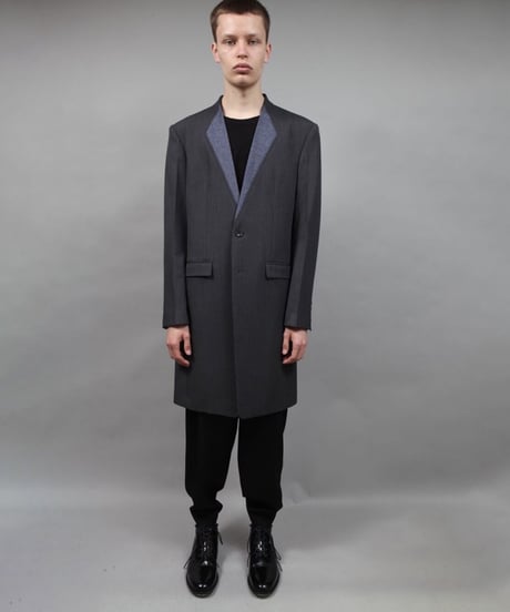 color cloth long jacket/DARK GRAY