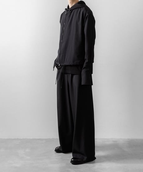 DOUBLE CUFFS HOOD ZIP SHIRT/BLACK