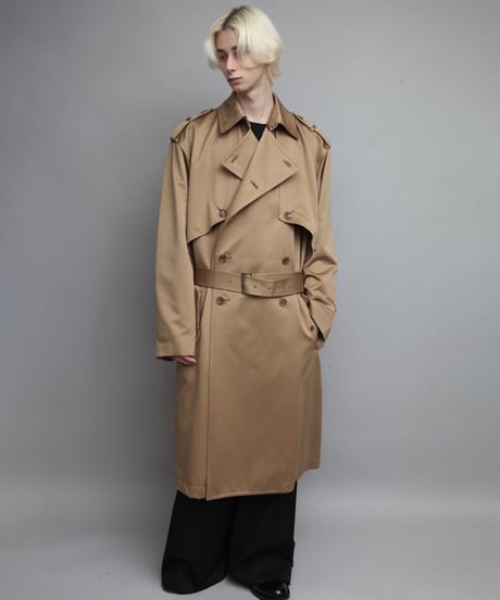 SATIN TRENCH COAT/BEIGE