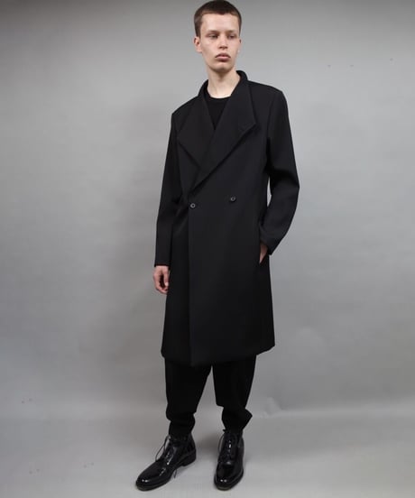 crease double short coat/BLACK