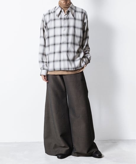 OMBRE-CHECK SHORT SCARF SHIRTS/WHITE