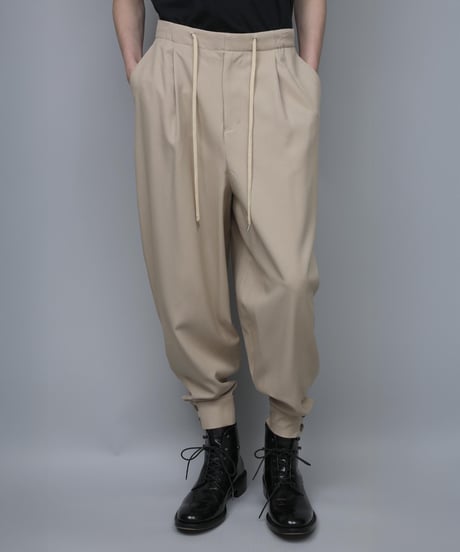 RECYCLE POLYESTER CUFFS PANTS/BEIGE