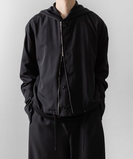 DOUBLE CUFFS HOOD ZIP SHIRT/BLACK