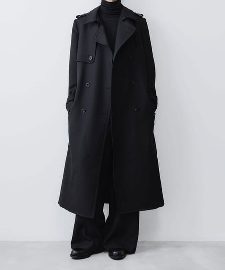 NEW WOOL TRENCH COAT/BLACK